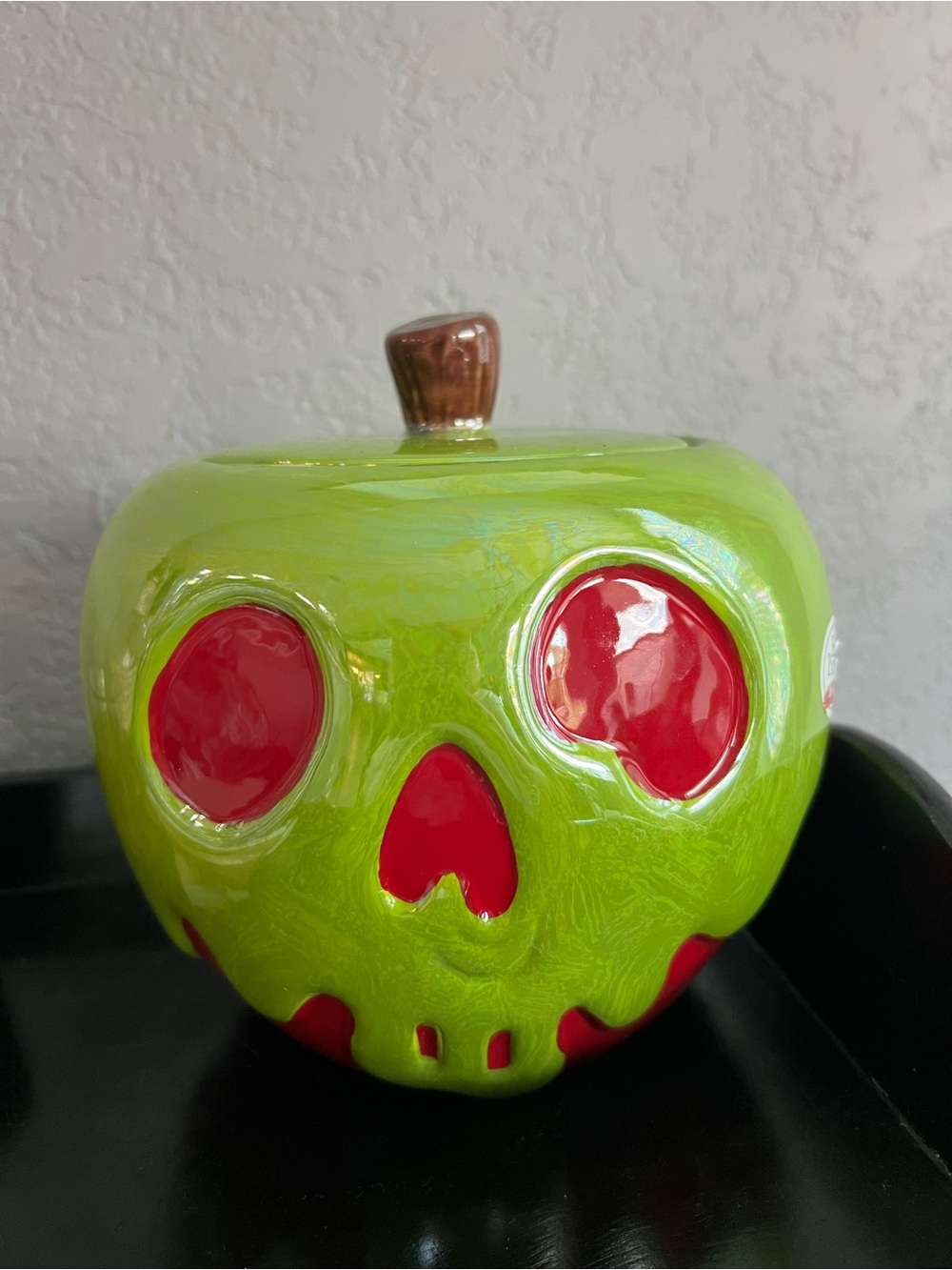 Snow White Poison Apple Halloween Ceramic Jar Green Red
